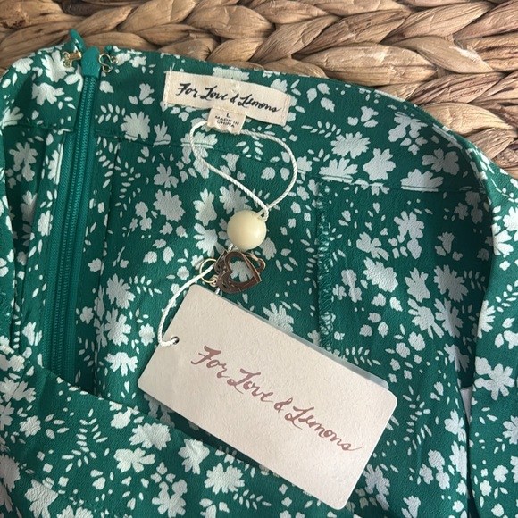 For Love And Lemons White and Green Mini A-Line Skirt - Picture 4 of 4